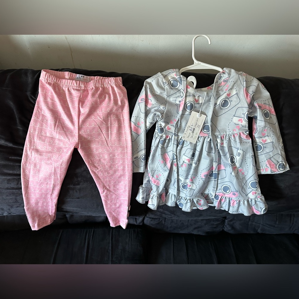 Adorable Pink and Gray Kids matching Set